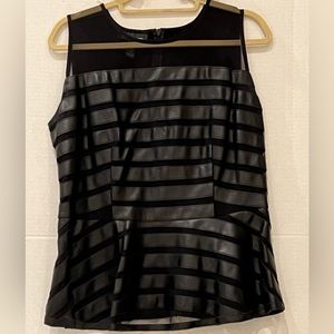Inc. brand black blouse with faux leather and stretch. Size L. Worn once.